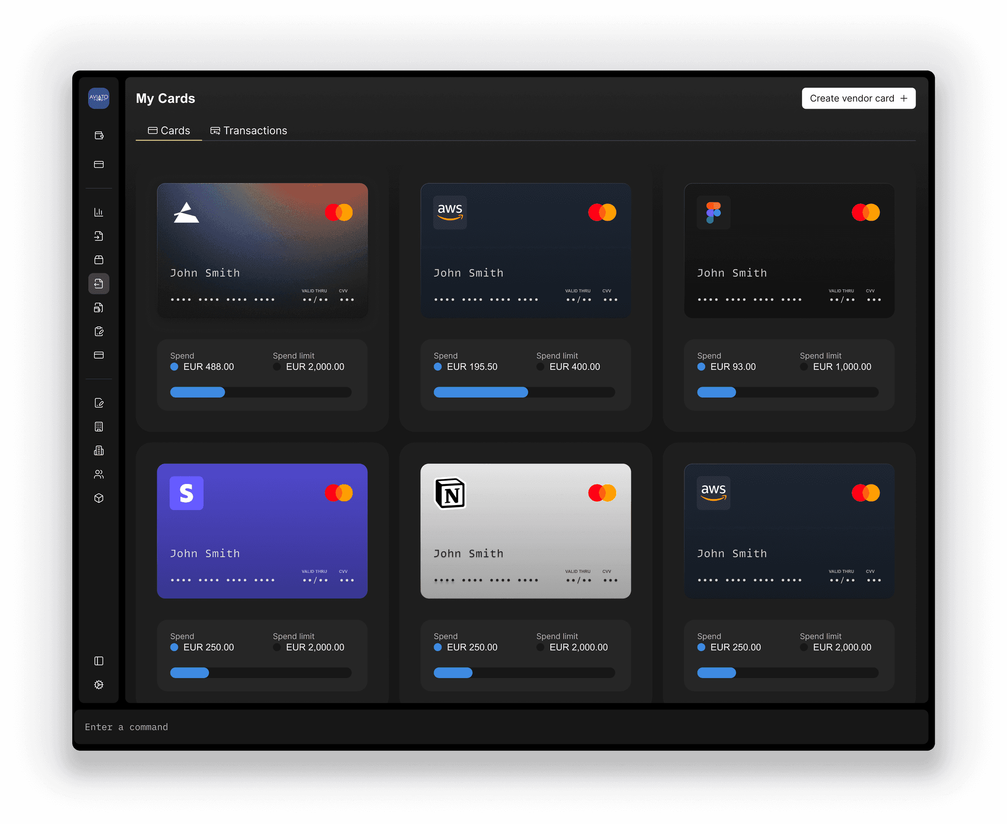 Multiple virtual cards per user in Light